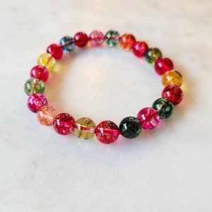 Rainbow quartz gemstone bead bracelet